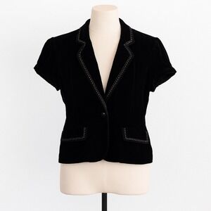 VTG Y2K Cotton Candy Womens Blazer Size M/L Black Velvet Beaded Whimsigoth 90s